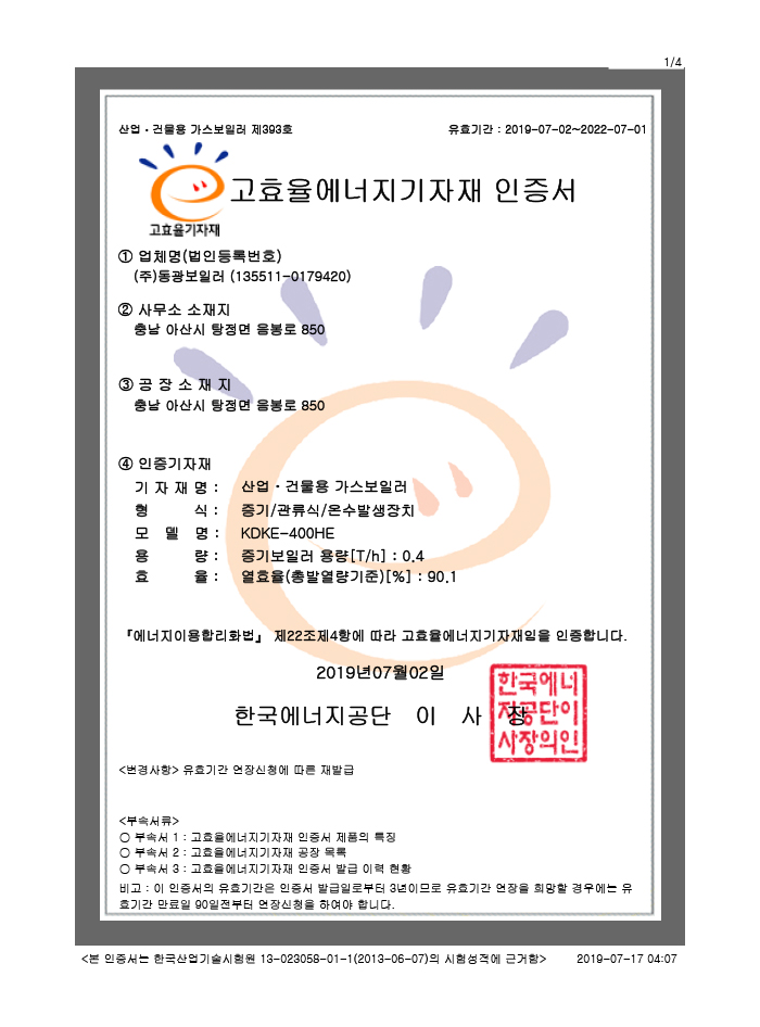 KDKE-400HE High Efficiency Certificate