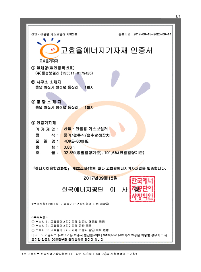 KDKE-800HE High Efficiency Certificate